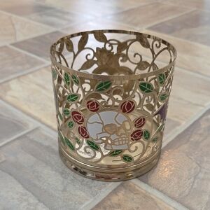 Bath & Body Works Halloween Gold Candle Holder with Red and Green Accents